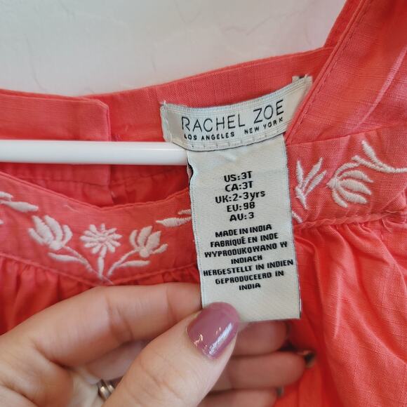 NWOT Rachel Zoe Bow Strap Embroidered Coral Shirt Size 3T - Picture 8 of 9
